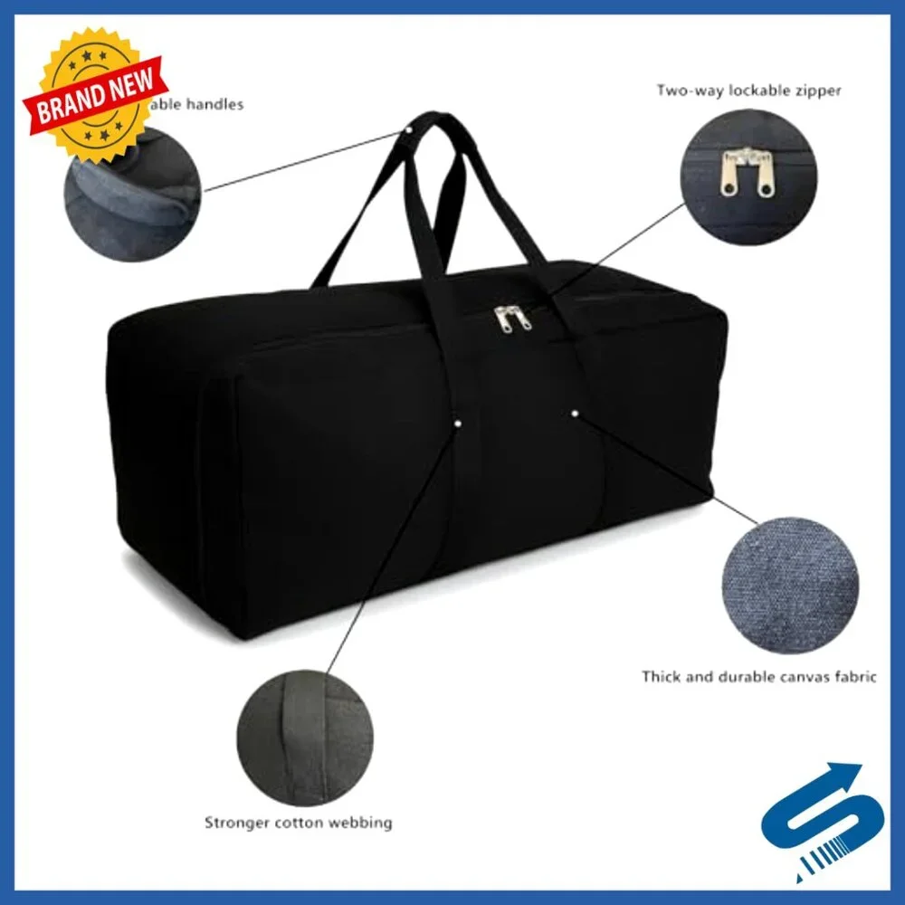 Heavy Duty Canvas Duffle Bag Large Capacity Travel Camping Sports Equipment